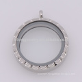 Latest fashion design large silver round glass memory charms locket jewlery